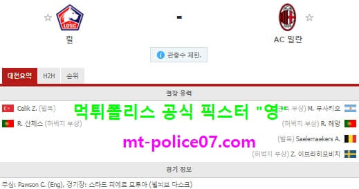 11월27일 유로파리그 분석 릴 vs AC밀란 먹폴 픽스터 영