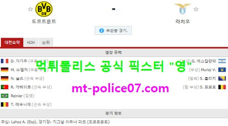 12월3일 챔피언스리그 분석 도르트문트 vs 라치오 먹폴 픽스터 영