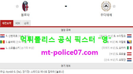 1월6일 세리에A 분석 볼로냐 vs 우디세네 먹폴 픽스터 영