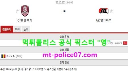 10월22일 유로파 분석 클루지 vs 알크마르 먹폴 픽스터 영