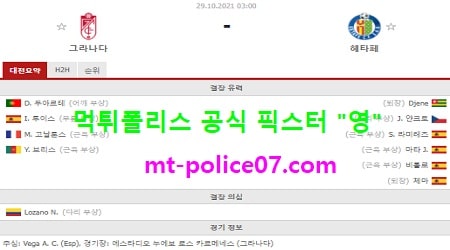 10월29일 라리가 분석 그라나다 vs 헤타페 먹폴 픽스터 영 10월29일 라리가 분석 그라나다 vs 헤타페 먹폴 픽스터 영