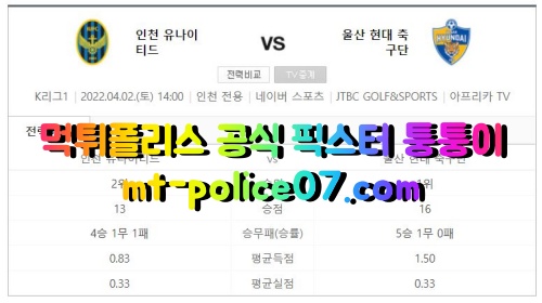 4월2일 K리그 인천 울산 분석 먹폴 퉁퉁이 4월2일 K리그 인천 울산 분석 먹폴 퉁퉁이