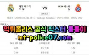 4월30일 라리가 레알마드리드 에스파뇰 분석 먹폴 퉁퉁이