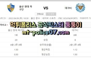 4월9일 K리그 울산현대 대구FC 분석 먹폴 퉁퉁이