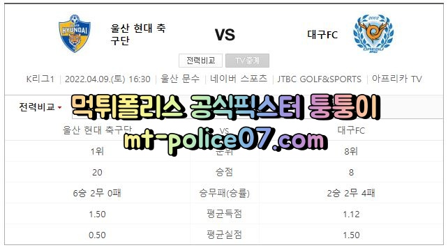 4월9일 K리그 울산현대 대구FC 분석 먹폴 퉁퉁이 4월9일 K리그 울산현대 대구FC 분석 먹폴 퉁퉁이