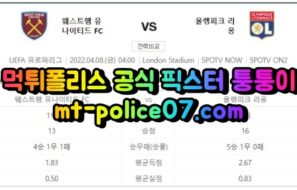 4월8일 유로파리그 웨스트햄 리옹 분석 먹폴 퉁퉁이