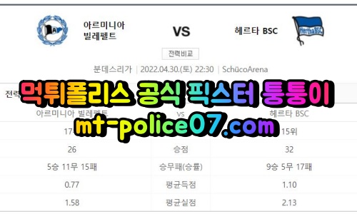 4월30일 분데스리가 빌레펠트 헤르타베를린 분석 먹폴 퉁퉁이