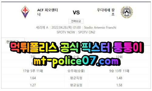 4월28일 세리에A 피오렌티나 우디네세 분석 먹폴 퉁퉁이