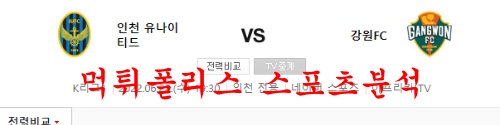 6월22일 K리그 인천유나이티드 강원FC 축구전적 분석 먹튀폴리스