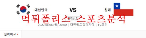 6월6일 A매치 대한민국 칠레 국제 친선축구 분석 먹튀폴리스