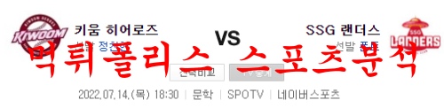 7월14일 KBO SSG랜더스 키움히어로즈 국내야구 프리뷰 먹튀폴리스