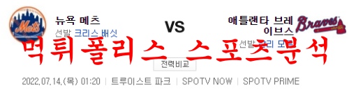 7월14일 MLB 애틀랜타 브레이브스 뉴욕 매츠 분석 먹튀폴리스