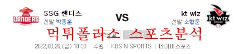 8월26일 KBO KT위즈 SSG랜더스 국내 프로야구 프리뷰 먹튀폴리스
