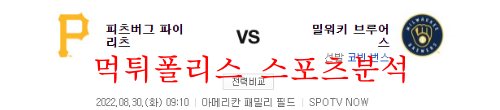 8월30일 MLB 밀워키 브루어스 피츠버그 파이어리츠 분석 먹튀폴리스