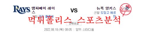 8월18일 MLB 뉴욕양키스 탬파베이 레이스 프로야구 분석 먹튀폴리스