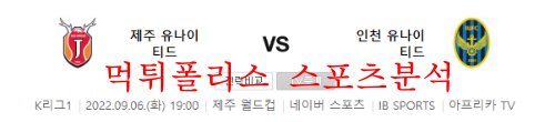 9월6일 K리그 제주 유나이티드 인천 유나이티드FC 분석 먹튀폴리스