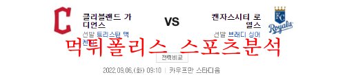 9월6일 MLB 캔자스시티 로열스 클리블랜드 가디언스 분석 먹튀폴리스
