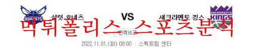 11월1일 NBA 샬럿 호네츠 새크라멘토 킹스 농구분석 먹튀폴리스