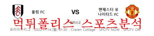 11월14일 프리미어리그 풀럼FC 맨체스터 유나이티드FC 분석 먹튀폴리스