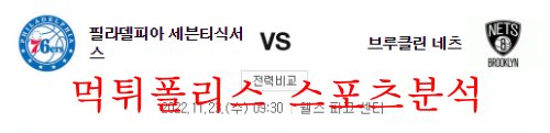 11월23일 NBA 필라델피아 세븐티식서스 브루클린 네츠 분석 먹튀폴리스