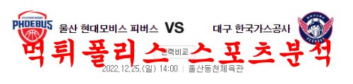 12월25일 KBL 울산현대모비스 피버스 대구한국가스공사 페가수스 분석 먹튀폴리스