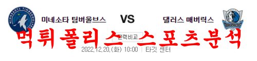 12월20일 NBA 미네소타 팀버울브스 댈러스 매버릭스 프리뷰 먹튀폴리스