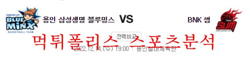 12월14일 WKBL 용인 삼성생명 블루밍스 부산 BNK 썸 분석 먹튀폴리스
