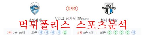 12월10일 V리그 삼성화재 블루팡스 현대캐피탈 스카이워커스 분석 먹튀폴리스