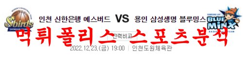 12월23일 WKBL 신한은행 에스버드 삼성생명 블루밍스 대결분석 먹튀폴리스