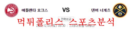 12월3일 NBA 애틀랜타 호크스 덴버 너게츠 느바 분석 먹튀폴리스