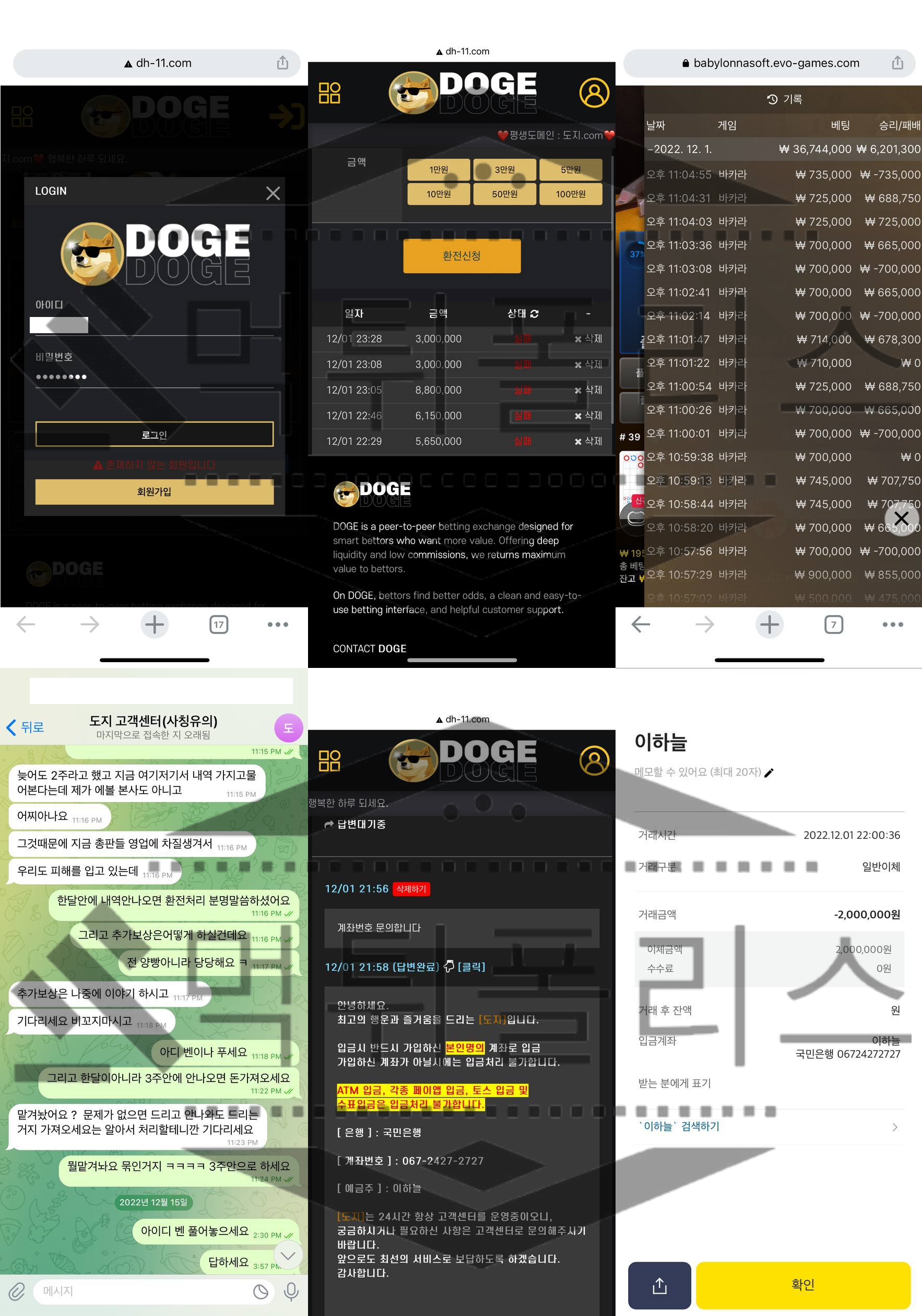 DOGE 먹튀 범죄 증거