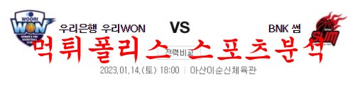 1월14일 WKBL 우리은행 우리WON 부산 BNK 썸 국내 여자농구 분석 먹튀폴리스