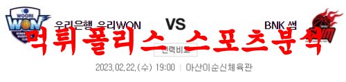 2월22일 WKBL 우리은행 우리WON BNK 썸 국내여자농구 분석 먹튀폴리스