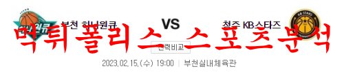 2월15일 WKBL 부천 하나원큐 청주 KB국민은행 스타즈 분석 먹튀폴리스