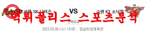 3월8일 KBL 서울SK 나이츠 수원KT 소닉붐 국내 남자농구 분석 먹튀폴리스