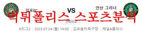 7월24일 K리그2 김포FC 안산 그리너스FC 국내 프로축구 경기 예상 먹튀폴리스