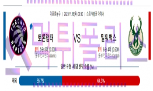 11월16일 토론토 vs 밀워키 nba농구분석