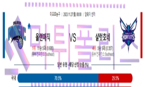11월27일 올랜도 vs 샬럿 nba농구분석