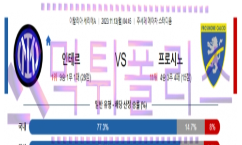 11월13일 인터밀란 vs 프로시노네 이탈리아리그 해축분석