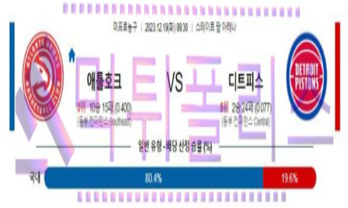12월19일 애틀랜타 vs 디트로이트 nba농구분석
