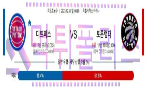 12월31일 디트로이트 vs 토론토 nba농구분석