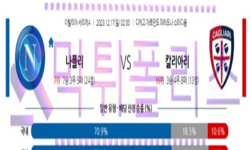 12월17일 SSC 나폴리 vs 칼리아리 칼초 해축분석