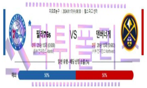 01월17일 필라델피아 vs 덴버 nba농구분석