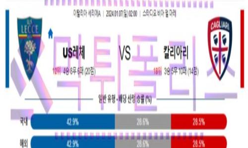 01월07일 레체 vs 칼리아리 해축분석