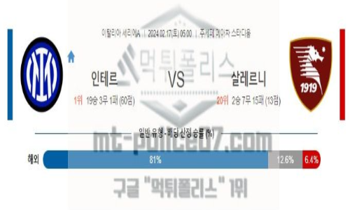 02월17일 인터밀란 vs 살레르니타나 해축분석