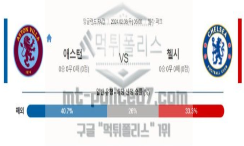 02월 08일 애스턴 빌라 vs 첼시 해축분석