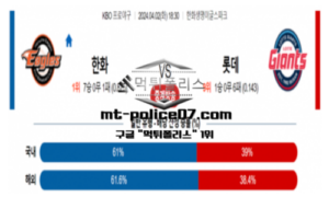 2024년 4월 2일 18:30 KBO 프로야구 한화 : 롯데 야구분석 2024년 4월 2일 18:30 KBO 프로야구 한화 : 롯데 야구분석