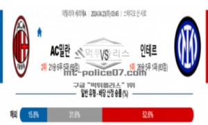 2024년 4월 23일 03:45 세리에A AC 밀란 vs 인터 밀란 축구분석
