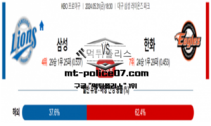 2024년 5월 31일 18:30 KBO 프로야구 삼성 : 한화 스포츠 픽