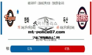 2024년 6월 27일 18:30 KBO 프로야구 한화 vs 두산 스포츠 픽